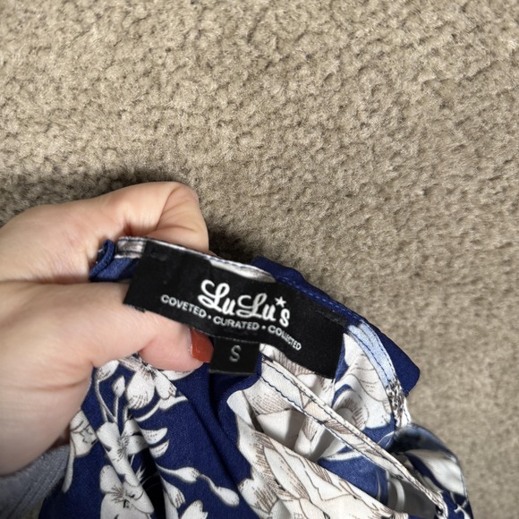 Lulus Dress Womens Small Blue Floral Halter‎ Maxi Open Back Summer In Blossom - Picture 9 of 11